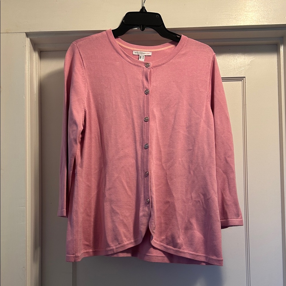 Isaac Mizrahi Live! Pink Women’s Long Sleeve Cardigan Sweater, Size M - NWOT